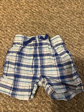 child of mine Blue and White Plaid Drawstring Shorts